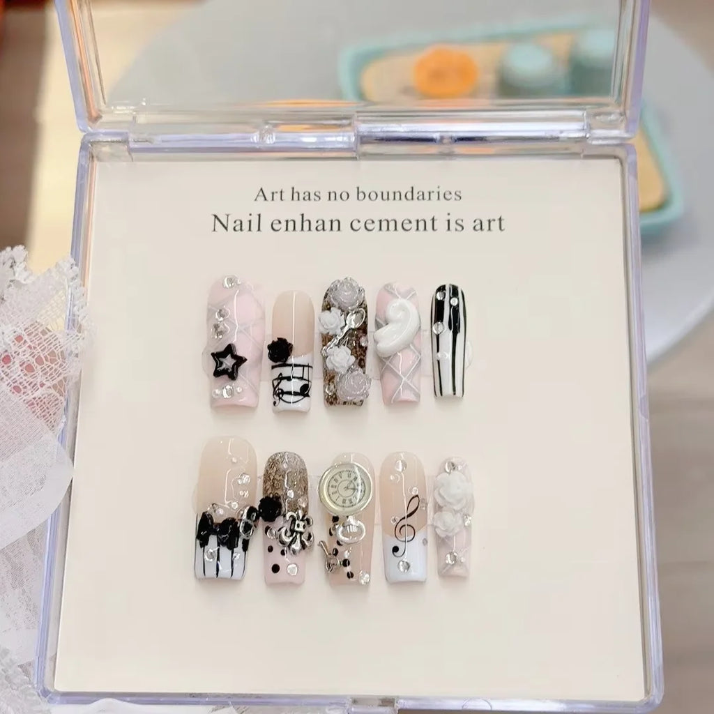 Pink Jirai Kei Gyaru Cute Long Press On Nails