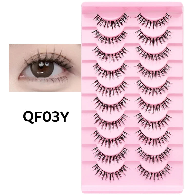 DINGSEN 10 Pair Clear Band Manga Style False Eyelashes