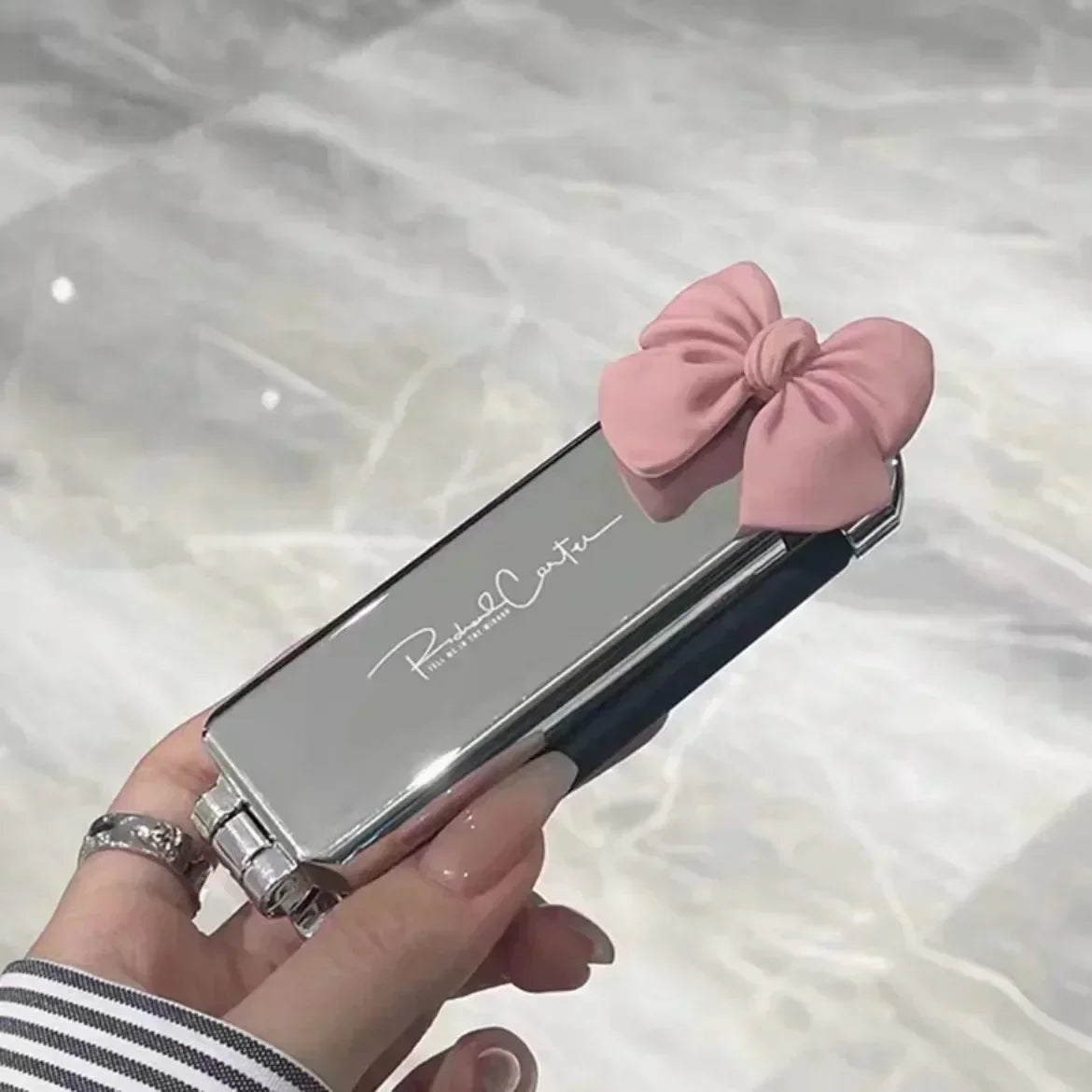 Sliver Bow Folding Combs with Mirror