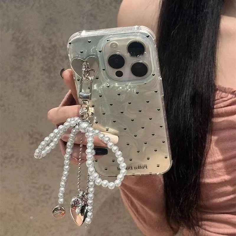 Heart Pink Pearl Bow Phone Case