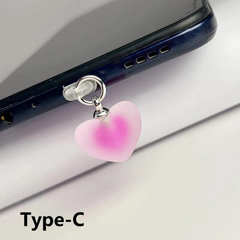 Frosted Heart Shaped Phone Dust Plug Pendant