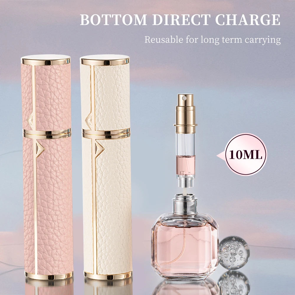 5/8/10ml PU leather mini perfume Atomizer Bottle Sprayer Suitable for Boarding Tight Sealing Travel Customized Refillable Bottle