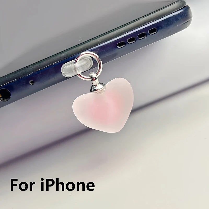 Frosted Heart Shaped Phone Dust Plug Pendant