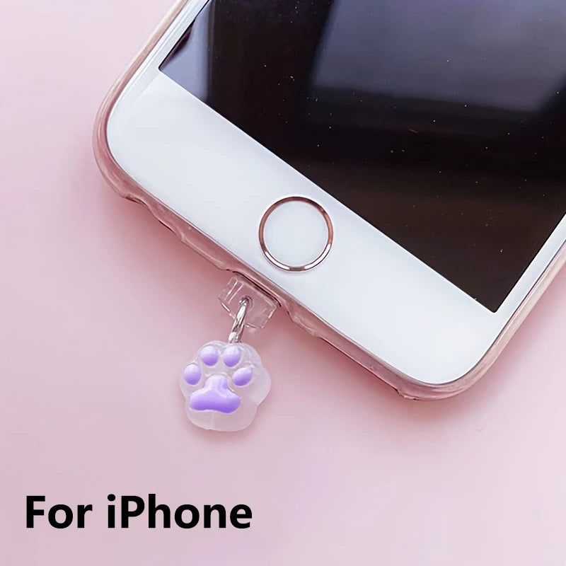 1pc Cute Cat Paw Phone Dust Plug Pendant