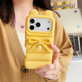 Cat Ear Down Jacket With Bowknot Pearl Pendant Phone Case