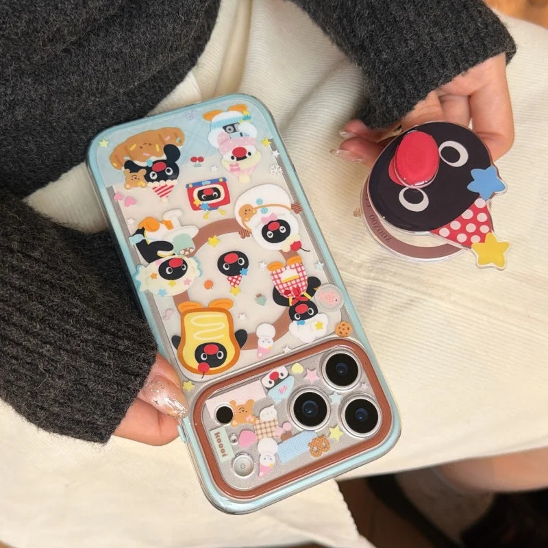 Kawaii Cartoon Penguin Magnetic Bracket Phone Case