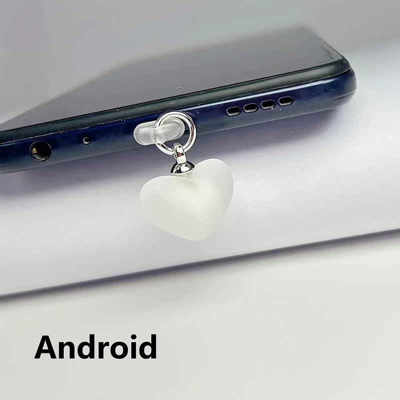 Frosted Heart Shaped Phone Dust Plug Pendant