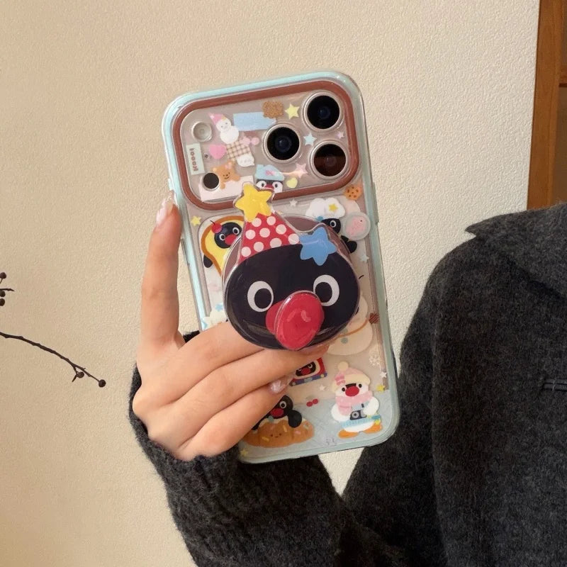 Kawaii Cartoon Penguin Magnetic Bracket Phone Case