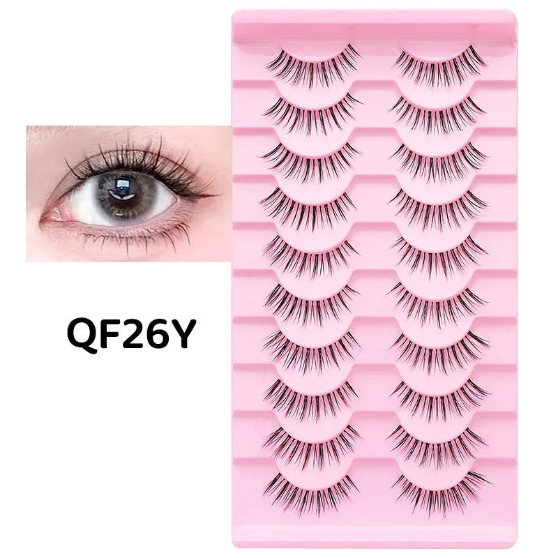 DINGSEN 10 Pair Clear Band Manga Style False Eyelashes