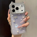 Luxury Rhinestone Cat Ears & 3D Bow Pearl Phone Case