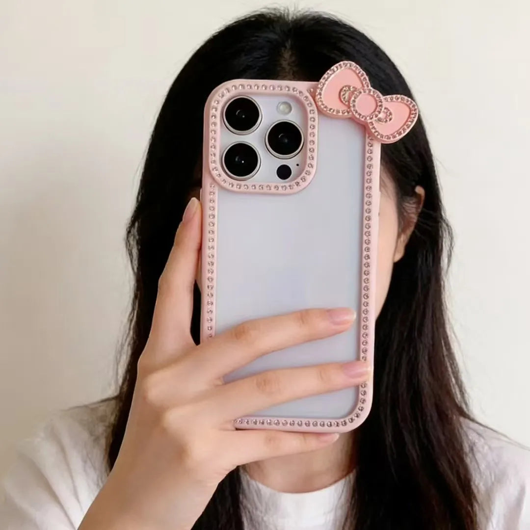 Luxury Hello Kitty Bow Transparent Phone Case