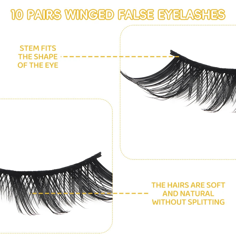 DINGSEN 10 Pairs Anime Eyelashes