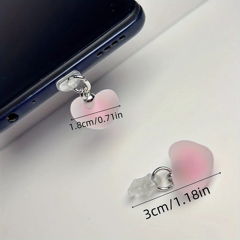 Frosted Heart Shaped Phone Dust Plug Pendant
