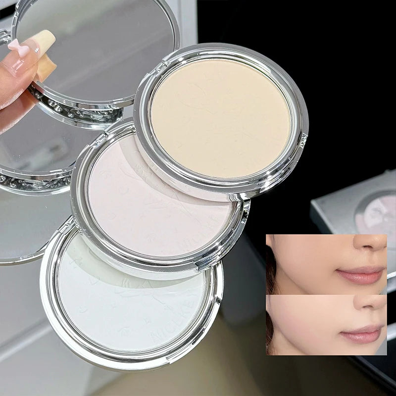 NICEKEY Pink Ballet Face Pressed Powder Soft Mist Setting Powder Three-color Matte Face Makeup Lasting Oil Control Foundation