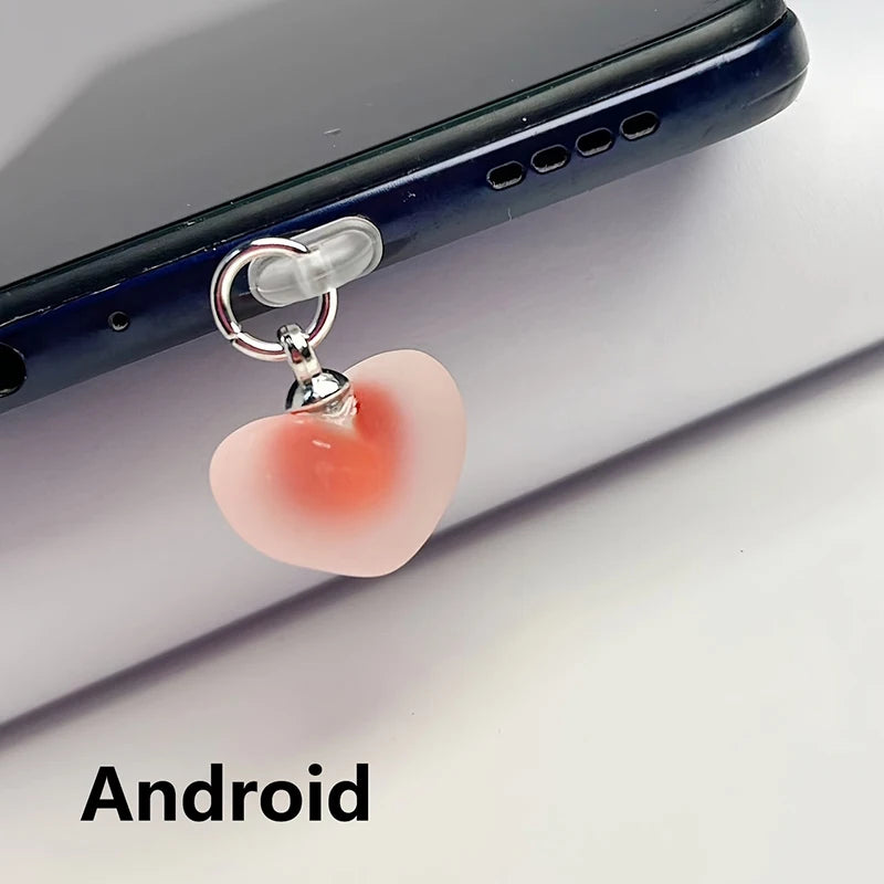 Frosted Heart Shaped Phone Dust Plug Pendant