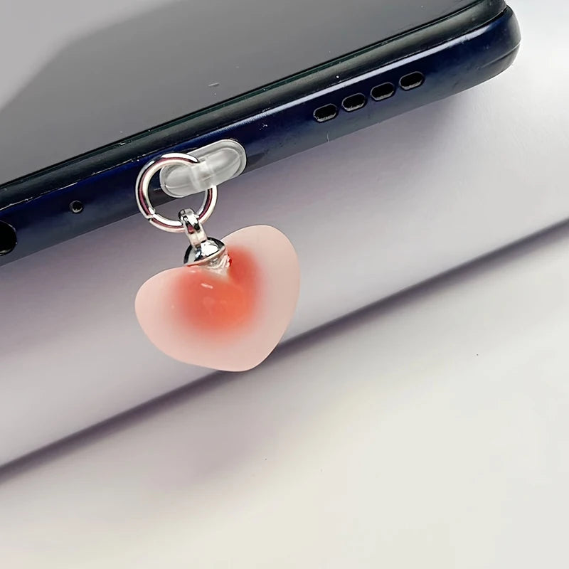 Frosted Heart Shaped Phone Dust Plug Pendant