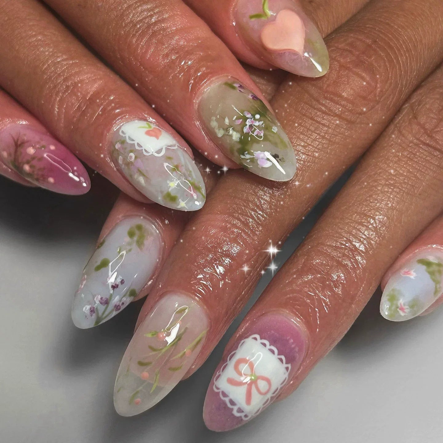 24Pcs Floral Press on Nails
