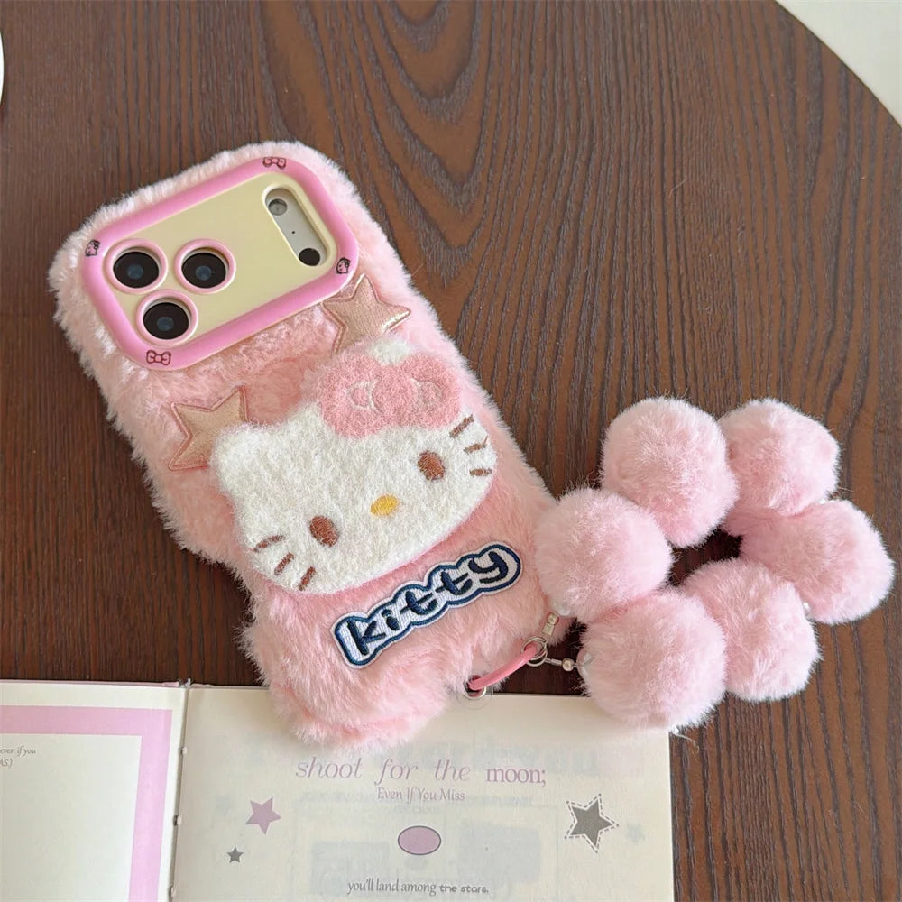 Hello Kitty Plush Phone Case & Wrist Chain