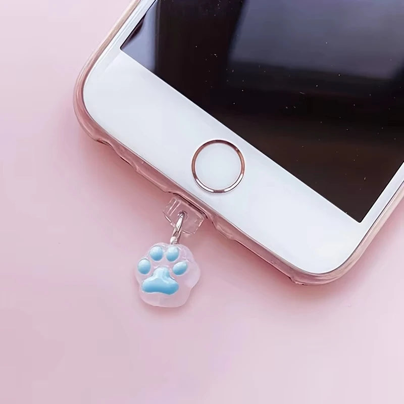 1pc Cute Cat Paw Phone Dust Plug Pendant