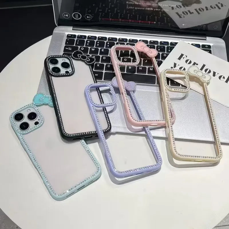 Luxury Hello Kitty Bow Transparent Phone Case
