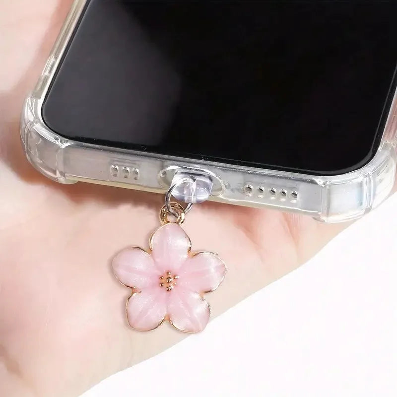 1pcs Cherry Blossom Flower Phone Hanging Dust Plug