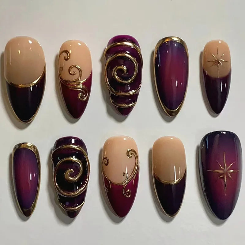 24pcs Sweet & Edgy Metallic Fake Nails
