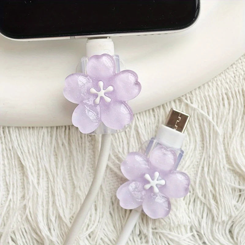 2pcs Cherry Blossom Flower Cable Protector