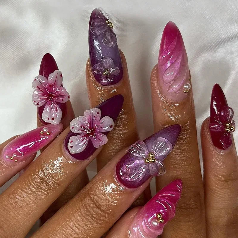 24Pcs Floral Press on Nails