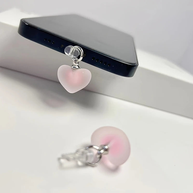 Frosted Heart Shaped Phone Dust Plug Pendant