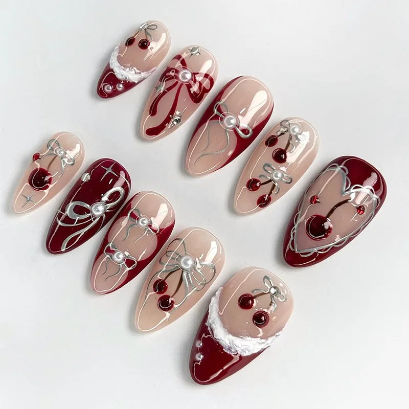 24pcs Sweet & Edgy Metallic Fake Nails