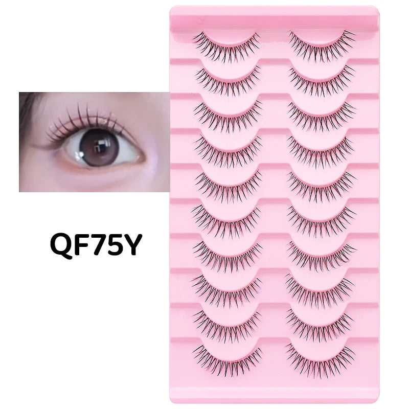DINGSEN 10 Pair Clear Band Manga Style False Eyelashes