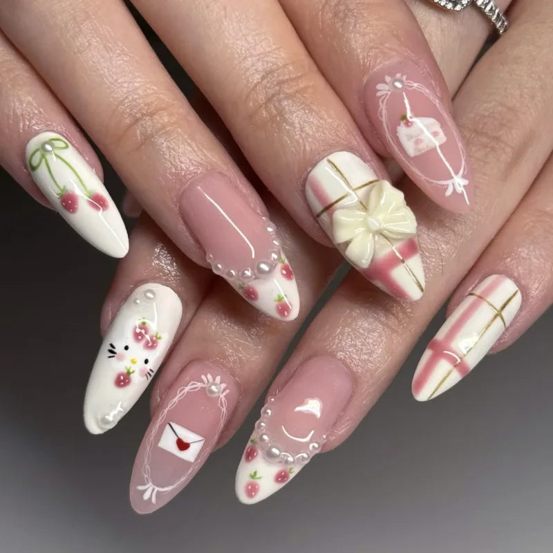 24pcs Sweet & Edgy Metallic Fake Nails