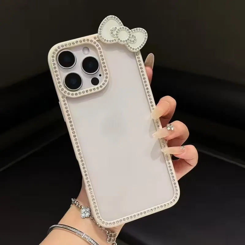 Luxury Hello Kitty Bow Transparent Phone Case