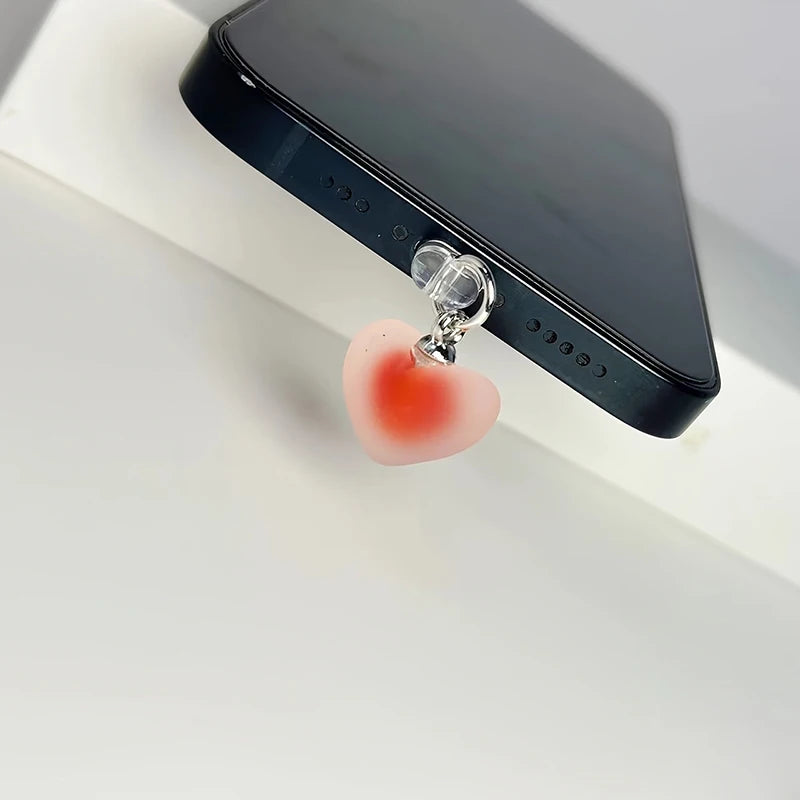Frosted Heart Shaped Phone Dust Plug Pendant