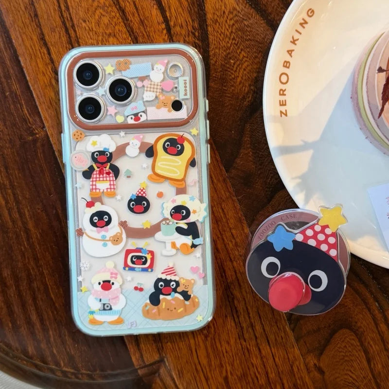 Kawaii Cartoon Penguin Magnetic Bracket Phone Case