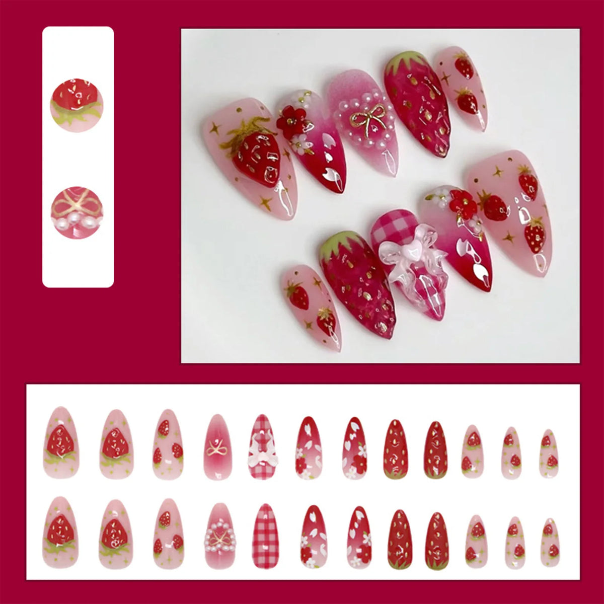 24pcs Amber Rose Floral Design Press on Nails