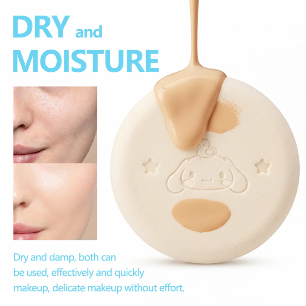 MINISO GMBH Cinnamoroll Antibacterial Concealer Pocket Air Cushion Powder Puff Does Not Fly Powder Easy To Apply Makeup