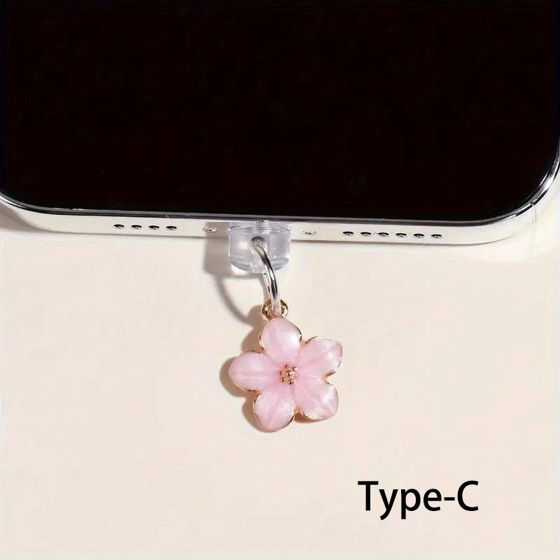 1pcs Cherry Blossom Flower Phone Hanging Dust Plug