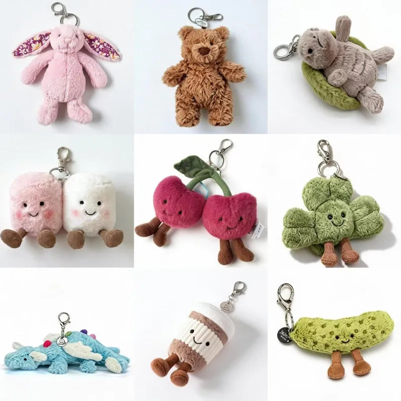New Keychain Marshmallow, Cherry, Dragon, Rabbit, Coffee Cup, Teddy Bear, Soccer Ball, Turtle, Backpack Pendant Back-to-School