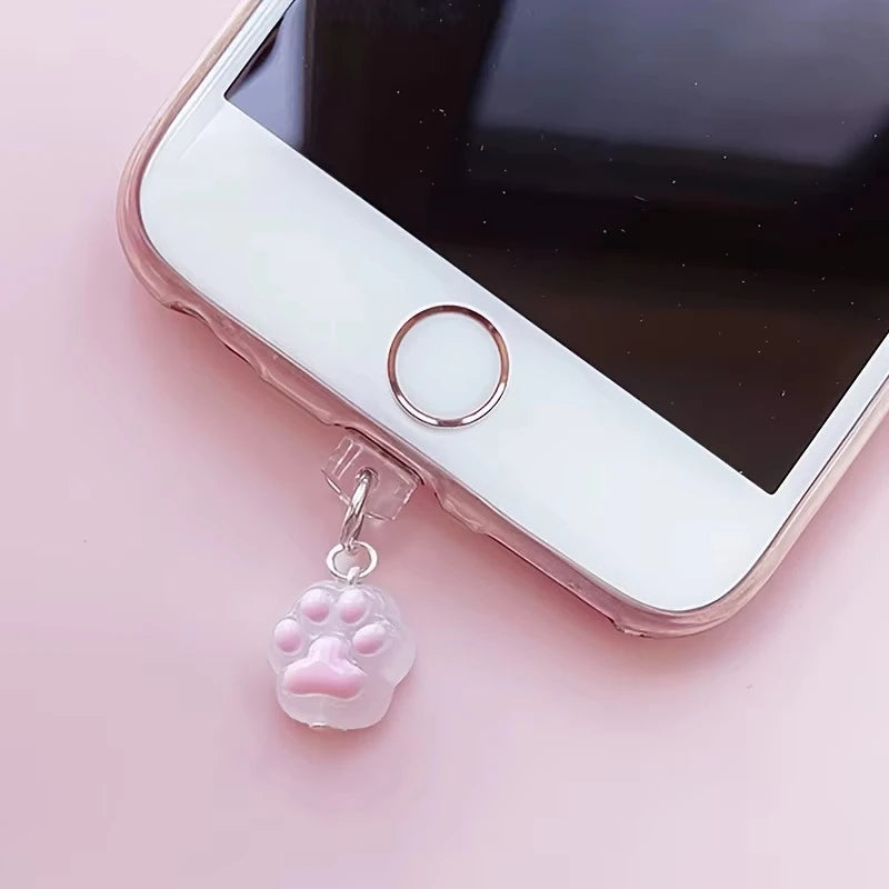 1pc Cute Cat Paw Phone Dust Plug Pendant
