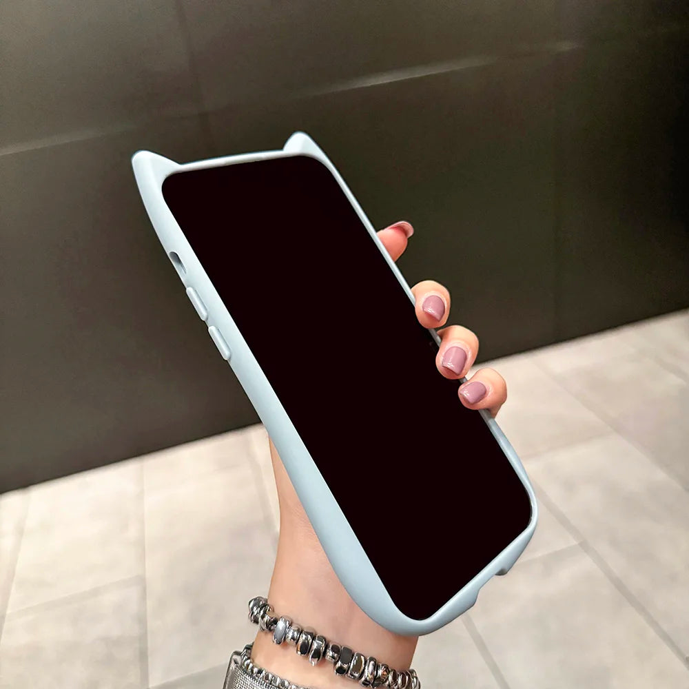 Cute 3D Cat Ear & Claw Grip Phone Case