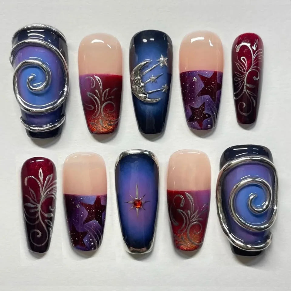 24pcs Sweet & Edgy Metallic Fake Nails