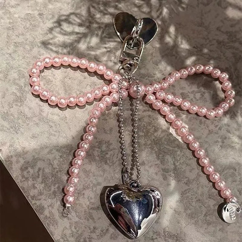 Heart Pink Pearl Bow Phone Case