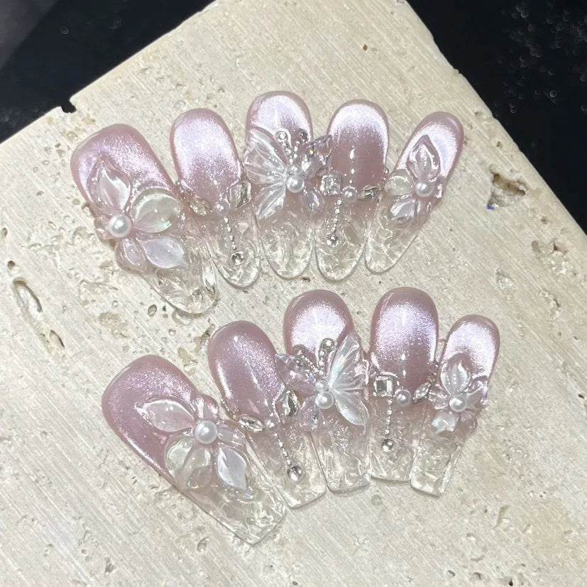 Spring 3D Bauhinia Flower Press On Nails