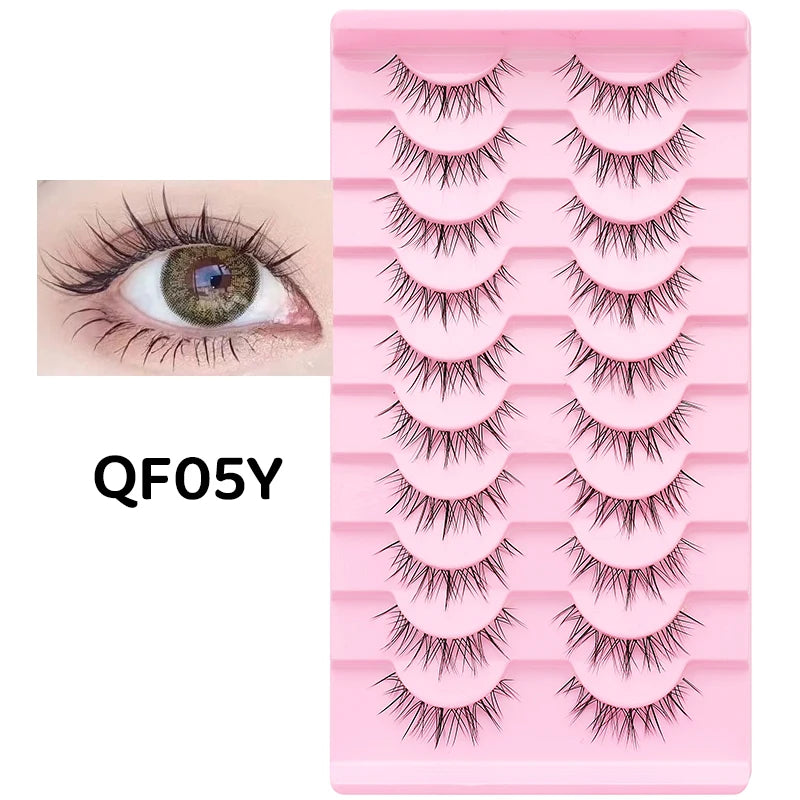 DINGSEN 10 Pair Clear Band Manga Style False Eyelashes