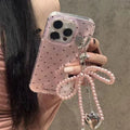 Heart Pink Pearl Bow Phone Case