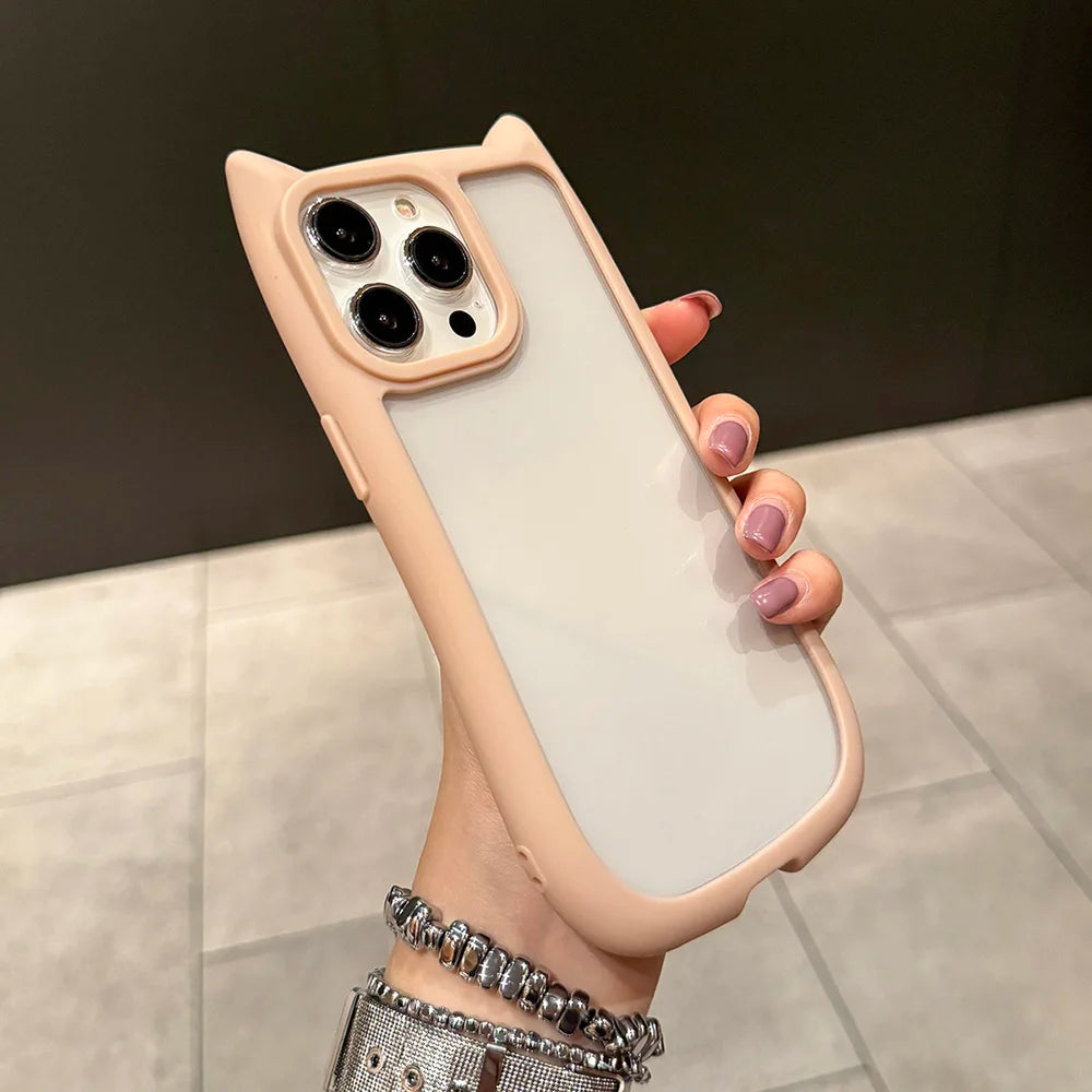 Cute 3D Cat Ear & Claw Grip Phone Case