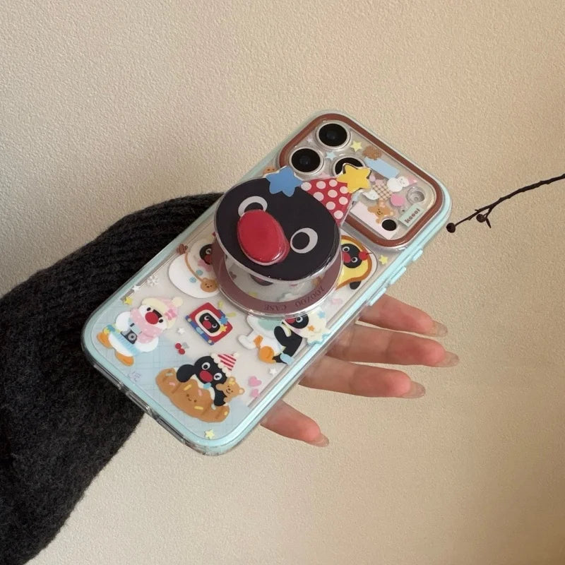 Kawaii Cartoon Penguin Magnetic Bracket Phone Case