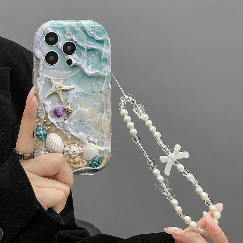 Beach Seashell & Starfish Wavy Phone Case