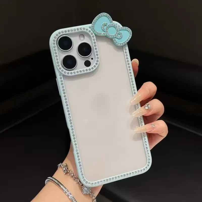 Luxury Hello Kitty Bow Transparent Phone Case